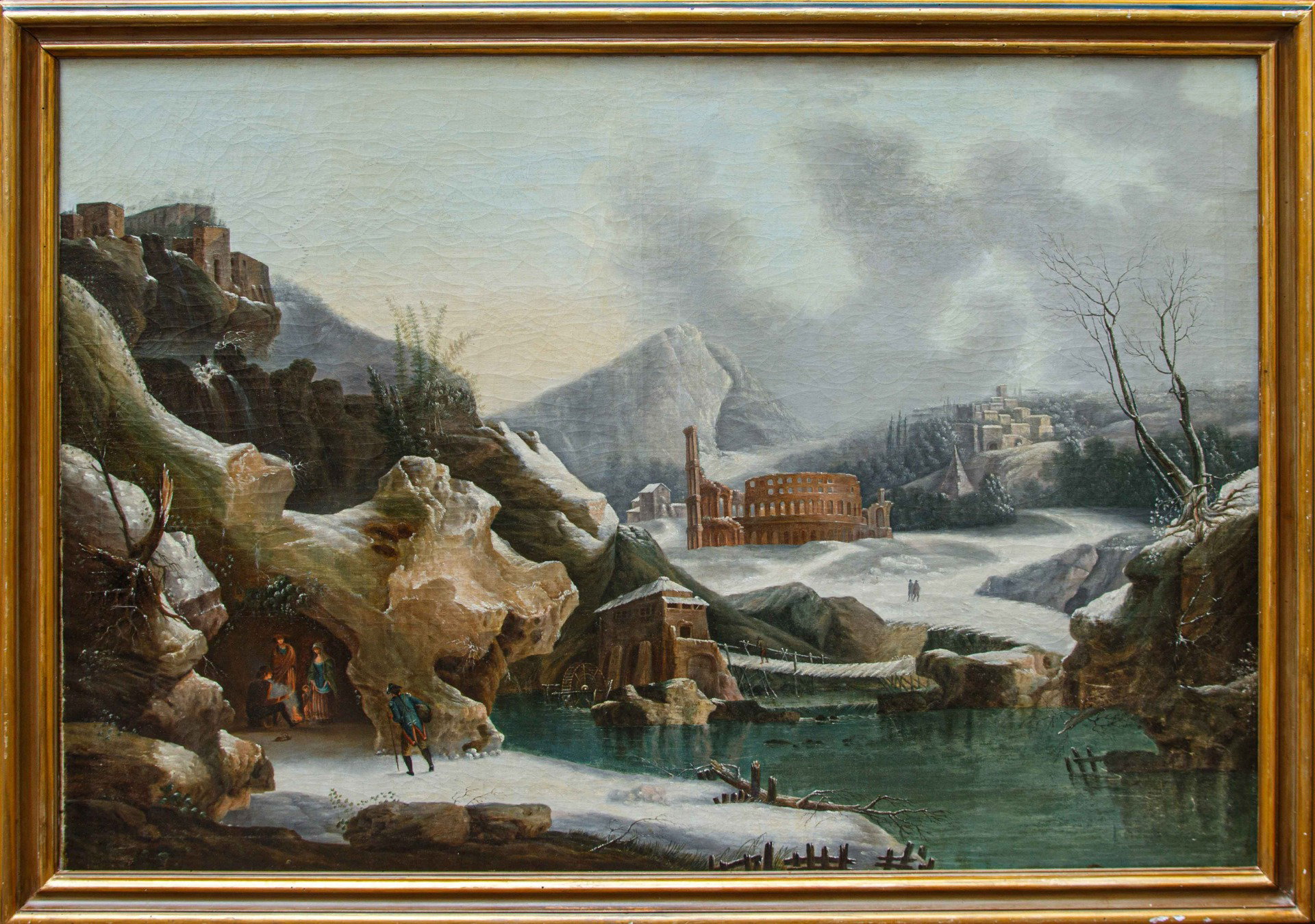 Francesco Foschi (Ancône, 1710 – Rome, 1780), Vue fantastique hivernale avec ruines